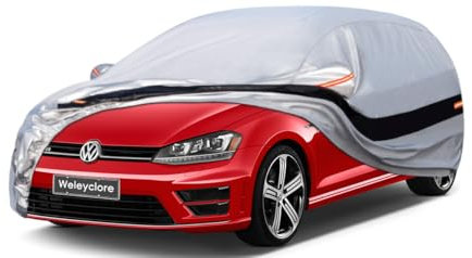 10 Layers Hatchback Car Cover Waterproof Breathable,100% Waterproof Outdoor Car Covers Custom Fit for VW Golf, Ford Focus, Hyundai i30, Seat Leon, Volvo V40, Vauxhall Astra, Citroen C4, Etc.
