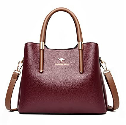 NICOLE & DORIS Handtasche Damen Mittelgroß Frauen Schultertaschen PU Leder Tote Tasche Elegante Henkeltasche Umhängetasche wasserdichte Satchel Handtasche mit Vielen Fächern Burgunderrot