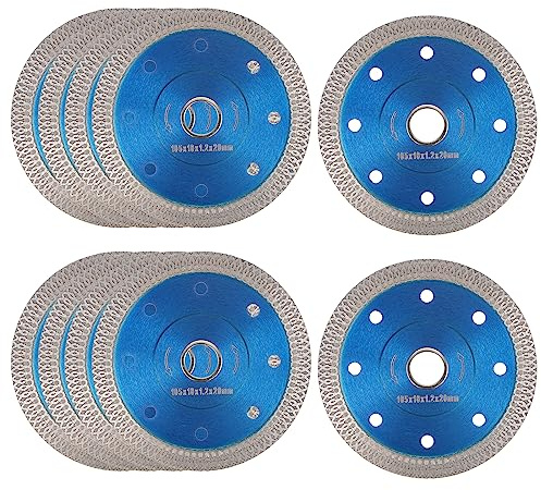 sourcing map 10pcs 4 Diamond Saw Blade Thin Cutting Wheel with X-Teeth Edge for Cutting Ceramic, Porcelain Tiles, Brick, and Concrete, 5/8 Arbor, Blue