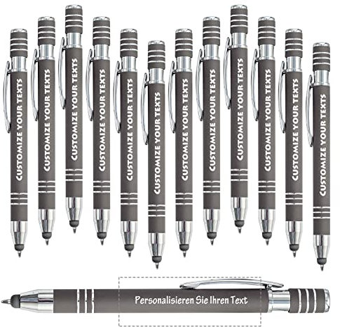 Brocade Creek 400 Stk Personalisierter Kugelschreiber mit Namen, Touchscreen-Kugelschreiber, Idealer Stift für Studium, Büro, Glattes Schreiben, Mittelgroßer Schwarzer Tintenstift