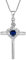 FJ Collier Croix pour Femme Argent Sterling 925 Collier Saphir Pendentif Pierre de Naissance Septembre Collier Fleur de Rose Bijoux Cadeaux pour Femme Fille