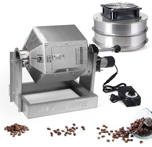 ICZW Coffee Bean Roaster with Gas Refrigerator, 3.8L Drum, Stainless Steel, for Home and Commercial Use