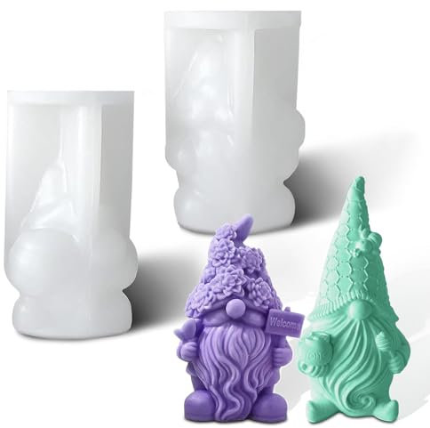 peiyee 3D Wichtel Silikonform 2 Stück, Zwerg Kerzenform Gießformen für Handgefertigte DIY-Geschenke, Wichtel Formen für DIY Silikon Kerzen Gießform,Formen Seifenform (Weich und Leicht Ablösbar)