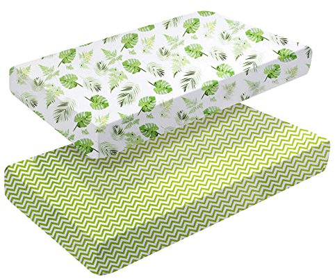 2 - Pack Spannbettlaken 140 x 70cm | Bettwäsche für Kinderbett | Atmungsaktive Baumwolllaken für Standard-Krippen- und Kleinkind-Matratzen Voll elastischer Rock Atmungsaktiv Pflegeleicht