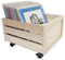 weeco Caja de madera con ruedas para discos de vinilo. Caja de madera calada sobre ruedas giratorias para libros, documentos, botellas. Contenedor de almacenamiento de madera de haya - construcción