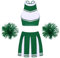 MSemis Damen Cheerleading Kostüm Cheer Leader Uniform Karneval Fasching Party Halloween Kostüm Kleid Minirock mit Crop Top M Grün S