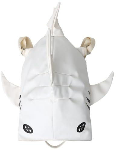 Cndiyald Shark -Rucksack, 3D -Haifisch -Tasche, Reißverschluss Großkapazität Neuheitspunkt, trendiger tragbarer Kinder -Rucksack mit Griff für Mobiltelefone, Brieftaschen, Kosmetik, Schule Weiß