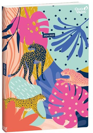 Quo Vadis - Kalender 16 Monate – 2024 – 2025 – Wochenplaner – Notizen – mehrsprachig – Jungle Spirit – Mehrfarbig – 16 Monate September bis Dezember – 16 x 24 cm – Papier Clairefontaine weiß