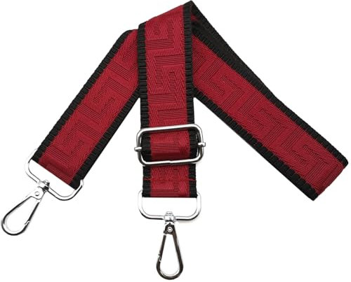 Schultergurt für Tasche Taschengurte zum Wechseln, Verstellbar Taschengurt Breit 3.8cm mit Silber Karabiner - Taschenband Schulterriemen Tragegurt für Handtaschen Damen, Schwarz/Rot, K11