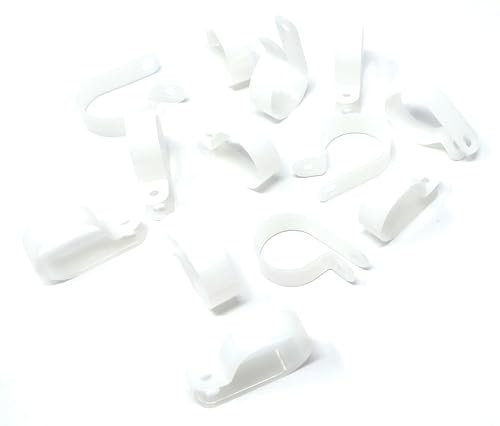 100 clips en P de nailon de plástico para manguera, tubería, cable, alambre, montaje de abrazadera de pared para tubos (blanco, 3,2 mm)