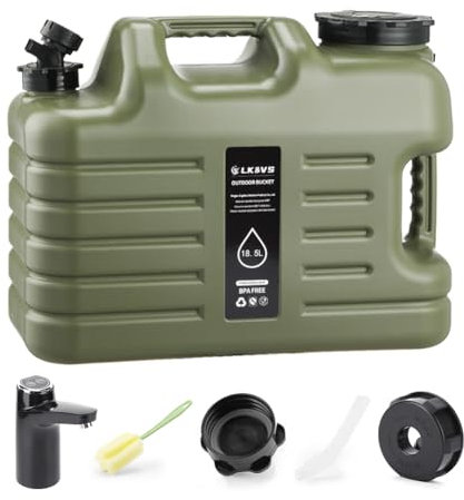 18.5L Reservoir Eau Camping Car, Portable Bidon d'eau avec Poignée, Réservoir d'eau de Camping extérieur entièrement Automatique avec Fontaine à Eau, Parfait pour Voyage, Camping, Barbecue, Pêche