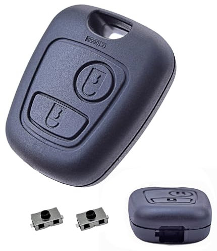 ANGOFIZ Coque Clé Télécommande sans Lame Compatible avec Citroen Berlingo Picasso Saxo Xsara Peugeot Partner 406 Modèle Lame à Insérer sans Vis + 2 Boutons Poussoir Switch