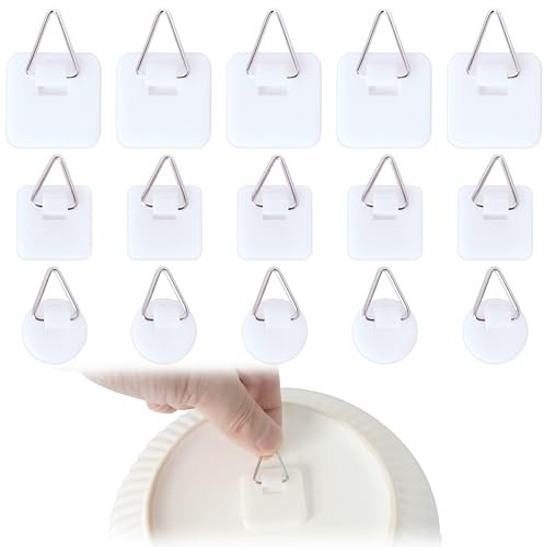 15 Stück Bildaufhänger Selbstklebend, Klebehaken Bilder 3 Formen Bild Aufhänger, Bilderhaken zum Kleben, Bilder Aufhängen Ohne Bohren Klebenagel für Bilderrahmen Malerei Bilder Deko Objekte