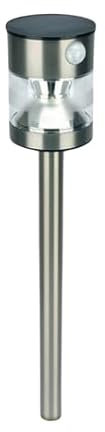 MeLiTec Solarleuchte SO49 aus Edelstahl mit Bewegungsmelder, Ø 10 cm, 6 LEDs, bis zu 6 Stunden Leuchtdauer, inkl. Erdspieß