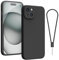 Andwing For iPhone 15 Case,Silicone Case Soft Ultra For iPhone 15 Phone Case Slim Protective Shockproof Cover Scratch-Resistant Microfiber Lining, 6.1 Black