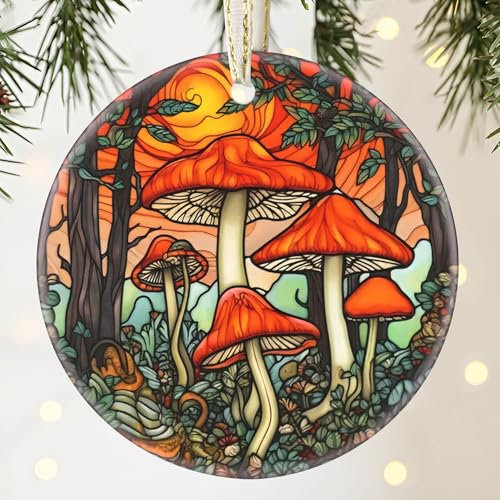 Pilz-Weihnachtsschmuck, 8,9 cm, Keramik, Weihnachtsdekoration, Pilz-Dekor, Weihnachtsbaumschmuck, Geschenke für Weihnachten, Urlaubsgeschenke, Geschenkaustausch