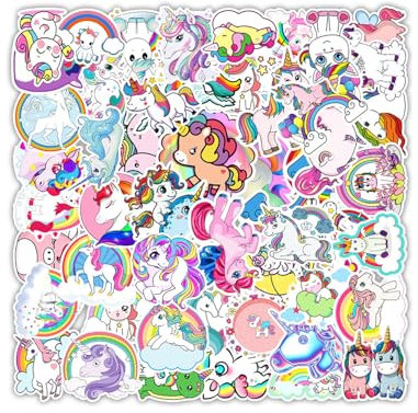 KGDUYC 50 Stück Fahrradaufkleber Reflektierende Einhorn Aufkleber Ästhetische Autoaufkleber Wasserdicht Aufkleber Graffiti Einhörner Vinyl Fahrradaufkleber Einhorn Skateboards Helmaufkleber