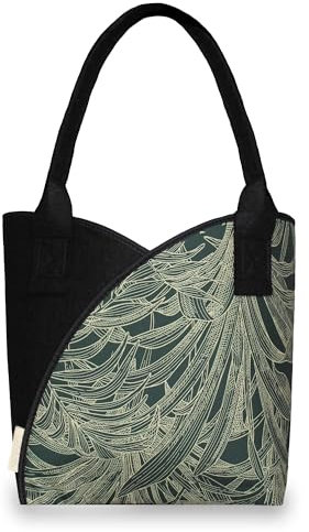 Filztasche Einkaufskorb Einkaufstasche, Filztaschen Shopper, Groß Multifunktional Filzkorb zur Aufbewahrung (Blume - Grün)