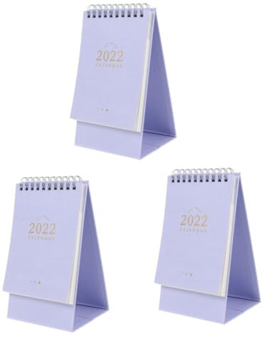 Lurrose 3 Stk Tischkalender 2022 kinder kalender kinder moon calendar Stabiler Kleiner 2022 Tisch für 2022 Tischdekoration Papier Violett