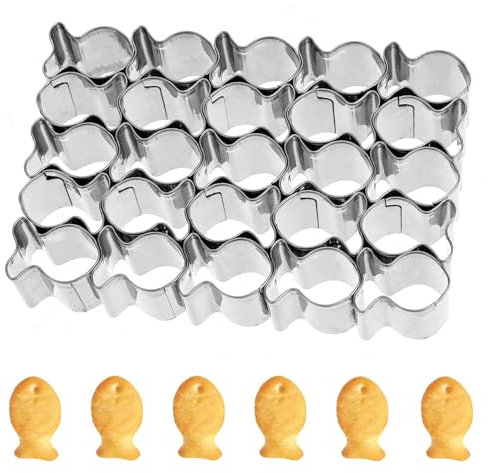 JJUNW Goldfisch Ausstecher, Edelstahl Plätzchen Ausstecher Mini Ausstechformen Mini Fisch Keksausstecher Küchenhelfer für DIY Kekse Schokolade Fondant Kleiner Leckereien (25 Mulden)