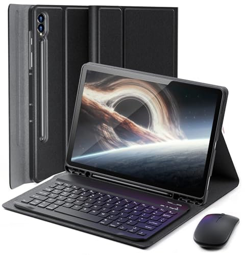 Funda con teclado para Samsung Galaxy Tab S10 Ultra / S9 Ultra / S8 Ultra de 14.6 pulgadas, mouse y teclado magnético desmontable, funda delgada con soporte para bolígrafo S, apagado y encendido