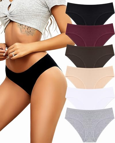 ALL OF SHE Culotte Femme Coton Slips Femme Stretch Taille Basse Respirant sous-vêtements Lot de 6 L