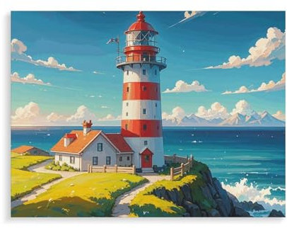 LMNGH Peinture numérique avec cadre intérieur - Phare jaune - Peinture diamant - Peinture par numéro - Pour chambre d'adultes - Style graffiti amusant - Décoration murale - Cadeau