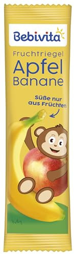 Bebivita Fruchtriegel Apfel-Banane (20 x 25g), Süße nur aus Früchten, der ideale Snack für zwischendurch & unterwegs, perfekt für die Brotzeitbox