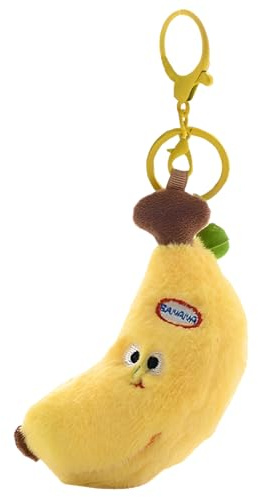 Banane Plüsch Schlüsselanhänger - Plüsch Anhänger Auto Schlüsselanhänger, Kreative Stressabbau Tasche Rucksack Charms für Frauen Mädchen, gelb, Medium