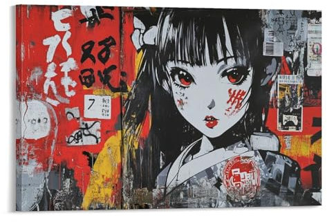 HLXZMCVBT Japanische Graffiti Leinwandbilder Bilder ,Mädchen Comics Wandkunst Modern , Kunstdruck Deko ,Wohnzimmer Aesthetic Room Decor Deko Zimmer 20x30inch(50x75cm)