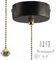 200Cm Length Pull Cord Light Switch, Crystals Pull Cord Switch,Cord Pull String Cylinder, For Bathroom Chandeliers Accessories ﻿(Black)