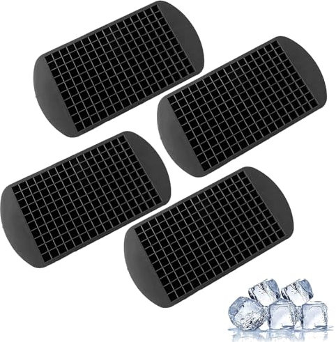 4 Pcs Mini Ice Cube Trays, Small Ice Cube Tray, Tiny Ice Cube Trays, Flexible Silicone Ice Cube Molds for Whiskey Cocktail Milk Juice Chocolate and Other Drinks