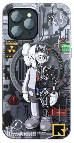 OPHK Magnetische Hülle für iPhone 16 Pro Max, kompatibel mit Magsafe, 3D Silber mit trendigem Roboter Cartoon Design, Street Artwork Sneaker IMD Laser Stoßfest Silikon Schutzhülle Handyhülle