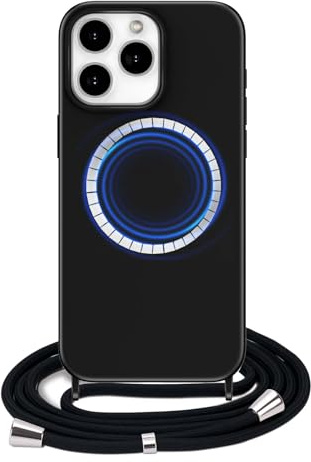 FOQENCCI Magnetic for iPhone 15 Pro Max Crossbody Lanyard Case with Strap | Silicone Case Compatible for Magsafe,Soft Anit-Slip Shockproof Protective Cover with Adjustable and Removable Necklace Strap