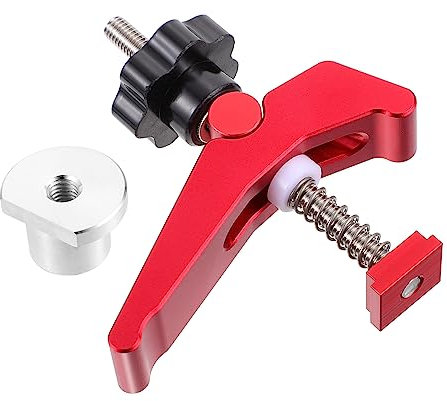 SHINEOFI T-Schienen-Klemme Holzbearbeitungsklammern drücken Schienenklemme Klemmen schwere Ausführung klemmbausteine T-Schienen-Halteklemmen Klemme festhalten Aluminiumlegierung rot