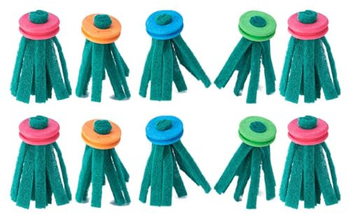 Aquarium Spawning Mop, Safe Fish Breeding Slate, Reusable Foam Ring Scrubber Kit, Soft Jumble Unbound Fibers, Ideal to Rainbowfish, Shrimp, Amphibians, and Turtles 1.77x3.94 Inches