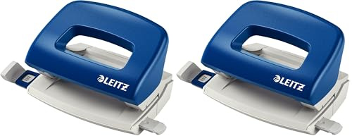 Leitz Hole Punch, 10 Sheets, Guide Bar with Format Markings, Metal and Plastic, NeXXt Range, 50580035 - Blue (Pack of 2)