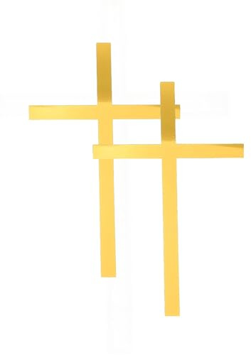 2 PCS Gold Cross Cake Toppers - Acrylic Christening Cake Toppers for First Holy Communion - Confirmation & Baptism Party Decorations