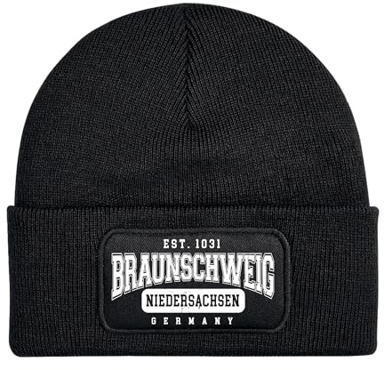 UGLYSHIRT College City Braunschweig Mütze | Strickmütze – Fußball Fan Szene Niedersachsen Unisex Wintermütze | Patch Beanie
