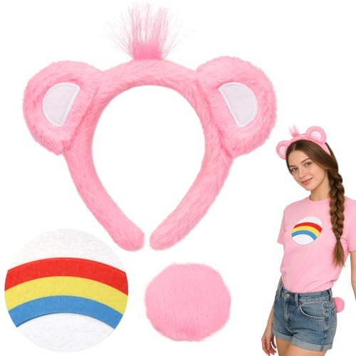 HUKUMA Karneval Bär kostüm Damen, Bären Kostüm Zubehör Erwachsene, Bärenohren Haarreif Schwanz Aufkleber Karneval Kostüm Accessorie, für Karneval Halloween Cosplay Geburtstag Mottoparty