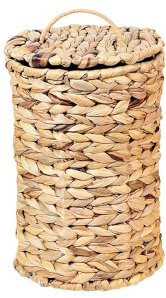 Wicker Trash Can - Bathroom Trash Can | Rattan Waste Basket With Lid Wicker, Lid Woven Storage, 4 Gallons Woven Wastage Basket Washroom Garbage Bin, Wastage Bin Rubbish Container For Entryway Apa