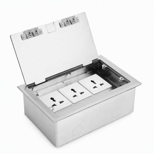 Fabater Floor Outlet 3 Receptacles Sturdy 16A 4000W Recessed Floor Electrical Socket Box for Office Hotel PC Mystical/Fantasy Retardant