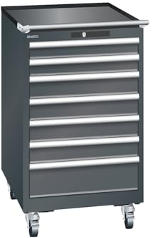 kaiserkraft | ESD-Schubladenschrank mobil | BxTxH 564 x 725 x 990 mm | 7 Schubladen | 2 x 75/4 x 100/1 x 150 mm | anthrazitgrau