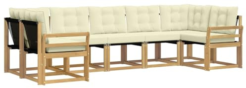 vidaXL Outdoor-Sofagarnitur mit Kissen 7 pcs Weiß und Creme, Moderne Gartenlounge, robuster Sofa, eleganter Patio, stylische Möbel für gemütliches Sitzen im Freien