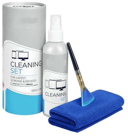 3-In-1 Screen Cleaner Spray for TV, Laptop Computer & Mobile Phone Cleaning Kit with Microfiber Cloth & Brush, LCD Led Screen Cleaner for Smartphones