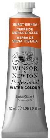 Winsor & Newton 0114074 Professional Aquarellfarbe, lebendige Wasserfarben in Künstlerqualität, hohe Farbbrillanz & Leuchtkraft, lichtecht, Archivqualität, 37ml Tube - Siena gebrannt