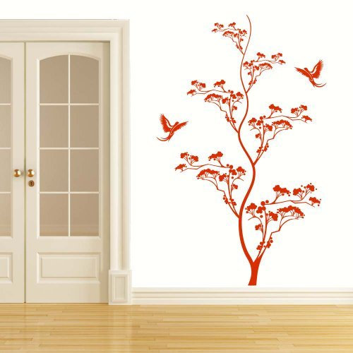 wandtattoo-factory Japanischer Kirschbaum - 130 x 75cm - Farbe: Rotorange