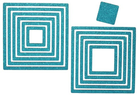 alles-meine.de GmbH 12 TLG. Set 3-D ! Wandtattoo/Fensterbild - Retro Elemente Vierecke türkis blau Glitzer - Wandsticker Sticker Aufkleber Rahmen Cubes