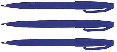 Pentel Sign Pen Felt Pens Pack of 3 S 520 Acrylic Fibre Paste 1 mm Blue