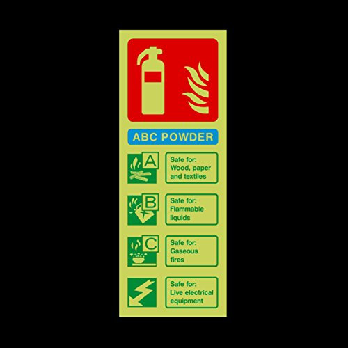 ABC Powder Fire Extinguisher Guide Photoluminescent Plastic Sign - Emergency/Fire Exit/Extinguisher (FE30)
